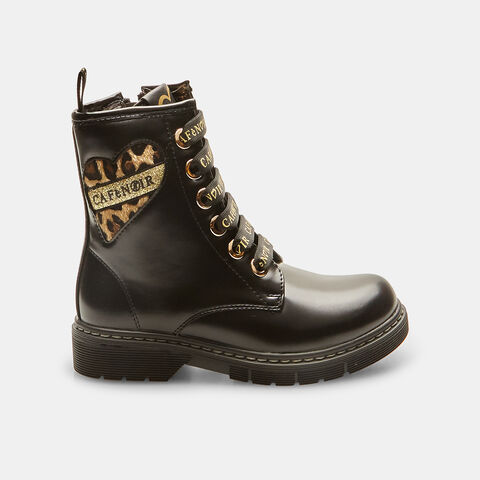 Botas militares de niña caffe noir con estampados, Negro Botas militares de niña caffe noir con estampados, Negro